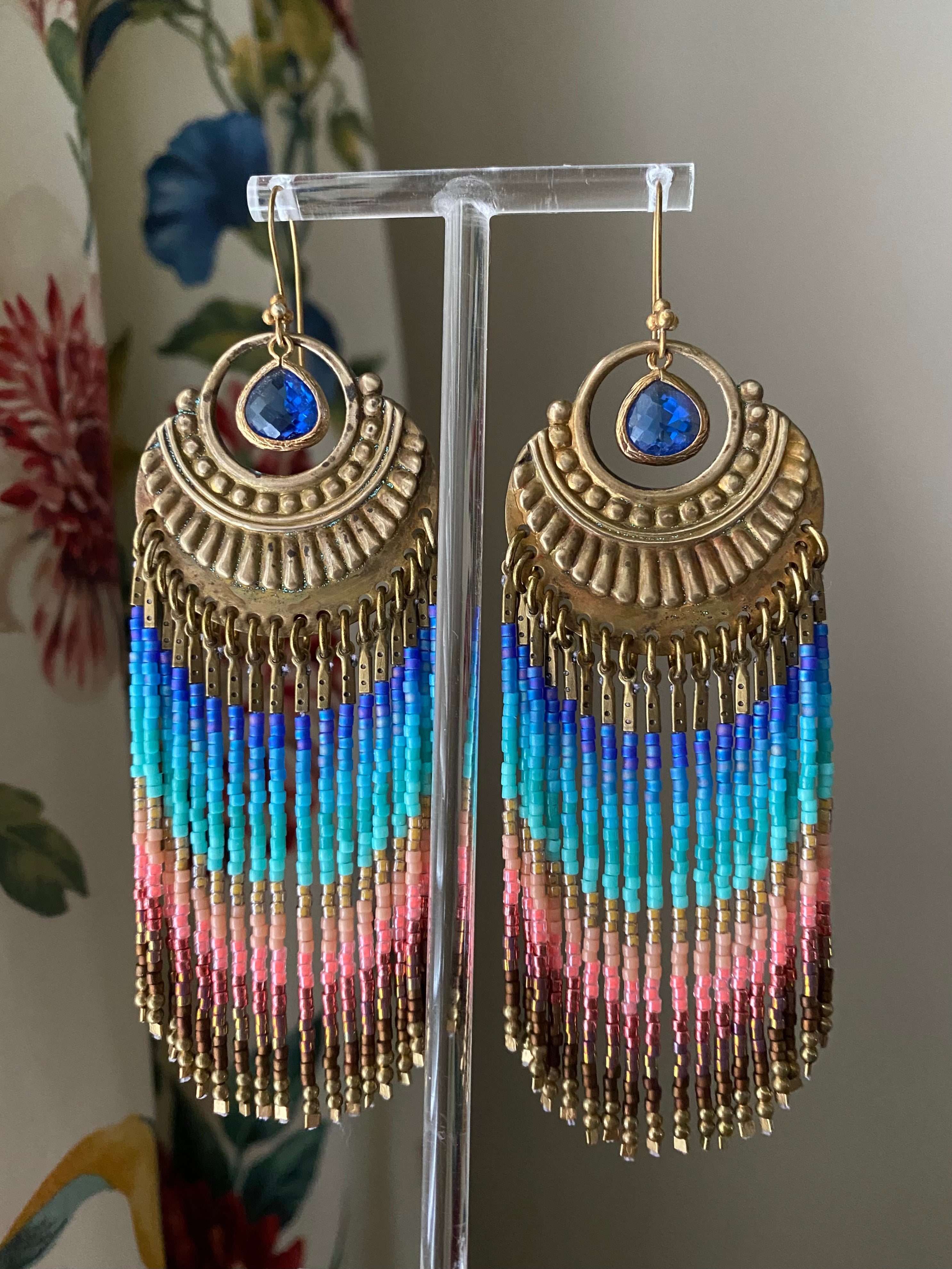 Beaded fringe earrings