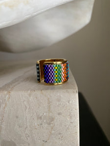 Beaded wide band ring - ColorBlock