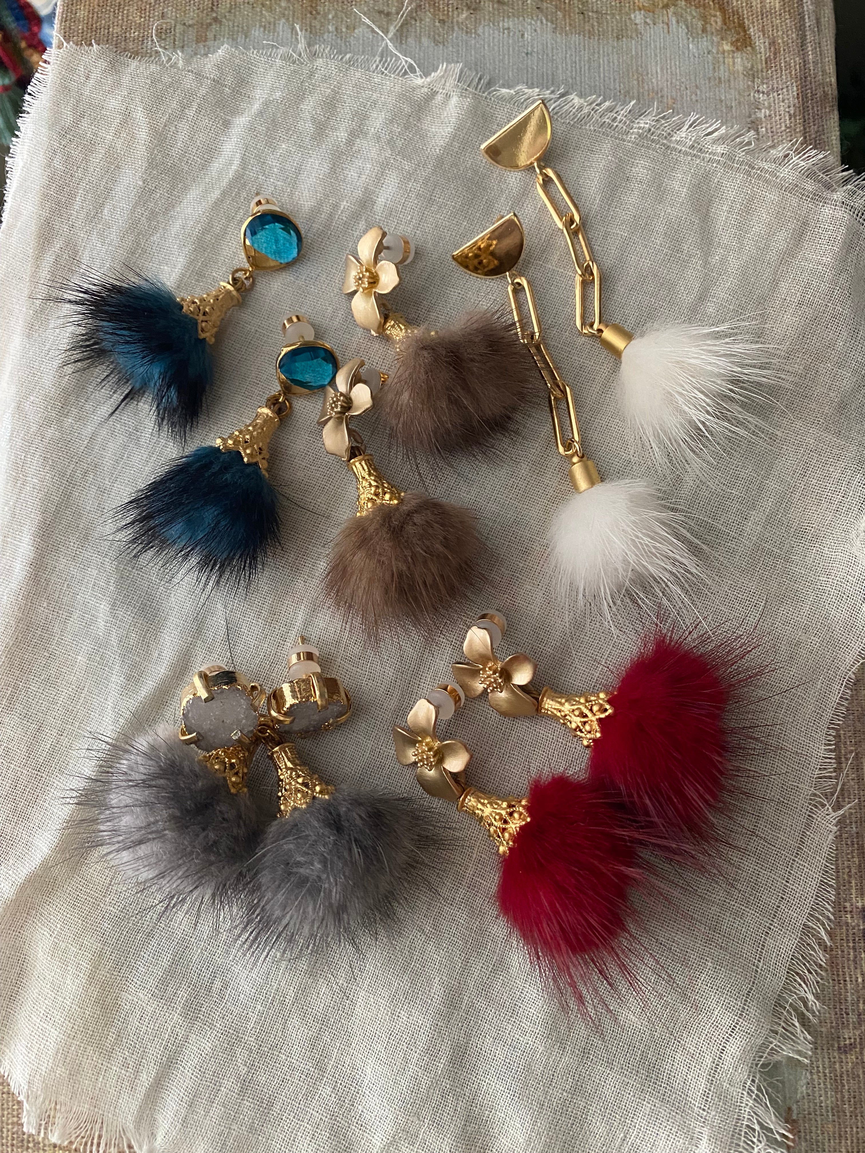 SnowBall faux fur earrings