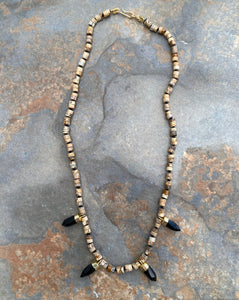 Knotted layering necklace with onyx