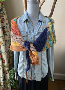 Crochet asymmetrical wrap shawl  - Austin