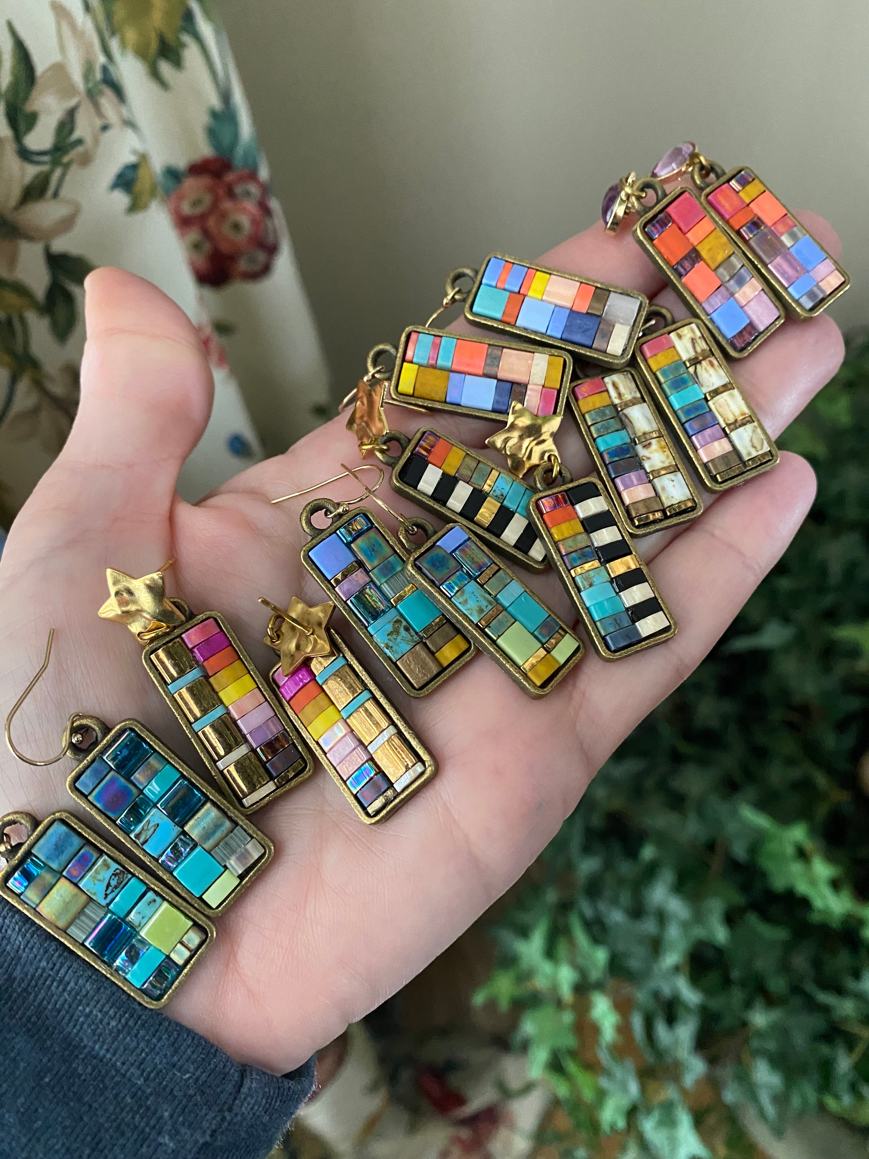 Mosaic tile earrings - Monterey