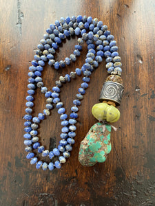 Sodalite serpent knotted necklace