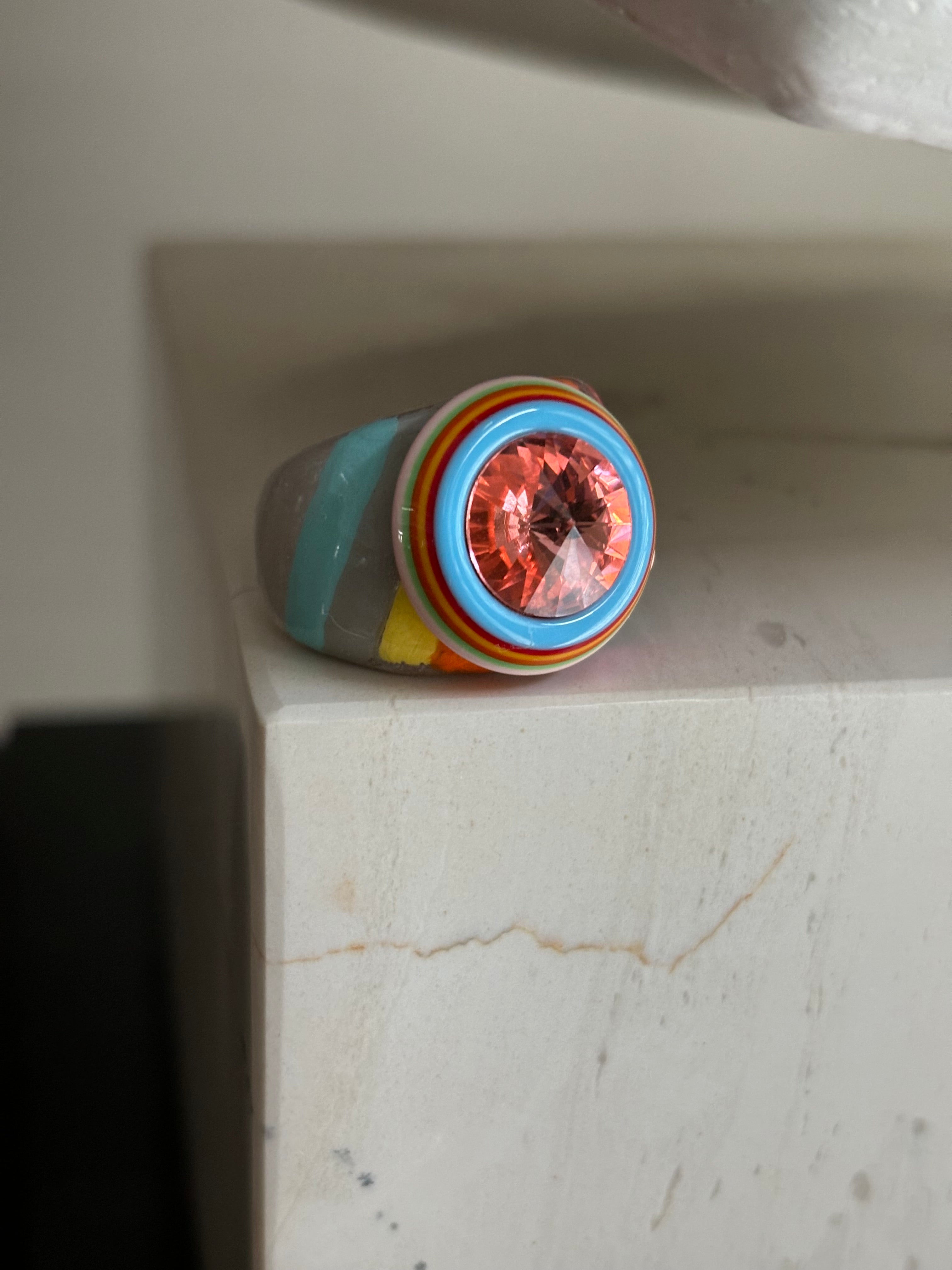 Orb handpainted ring - Retro Series /Tangier (size 8)