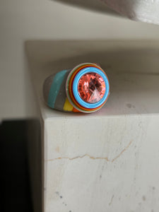 Orb handpainted ring - Retro Series /Tangier (size 8)