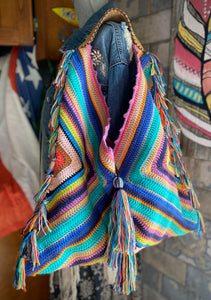 IBIZA Collection ~ Utopia ~ large crochet fringe hobo bag