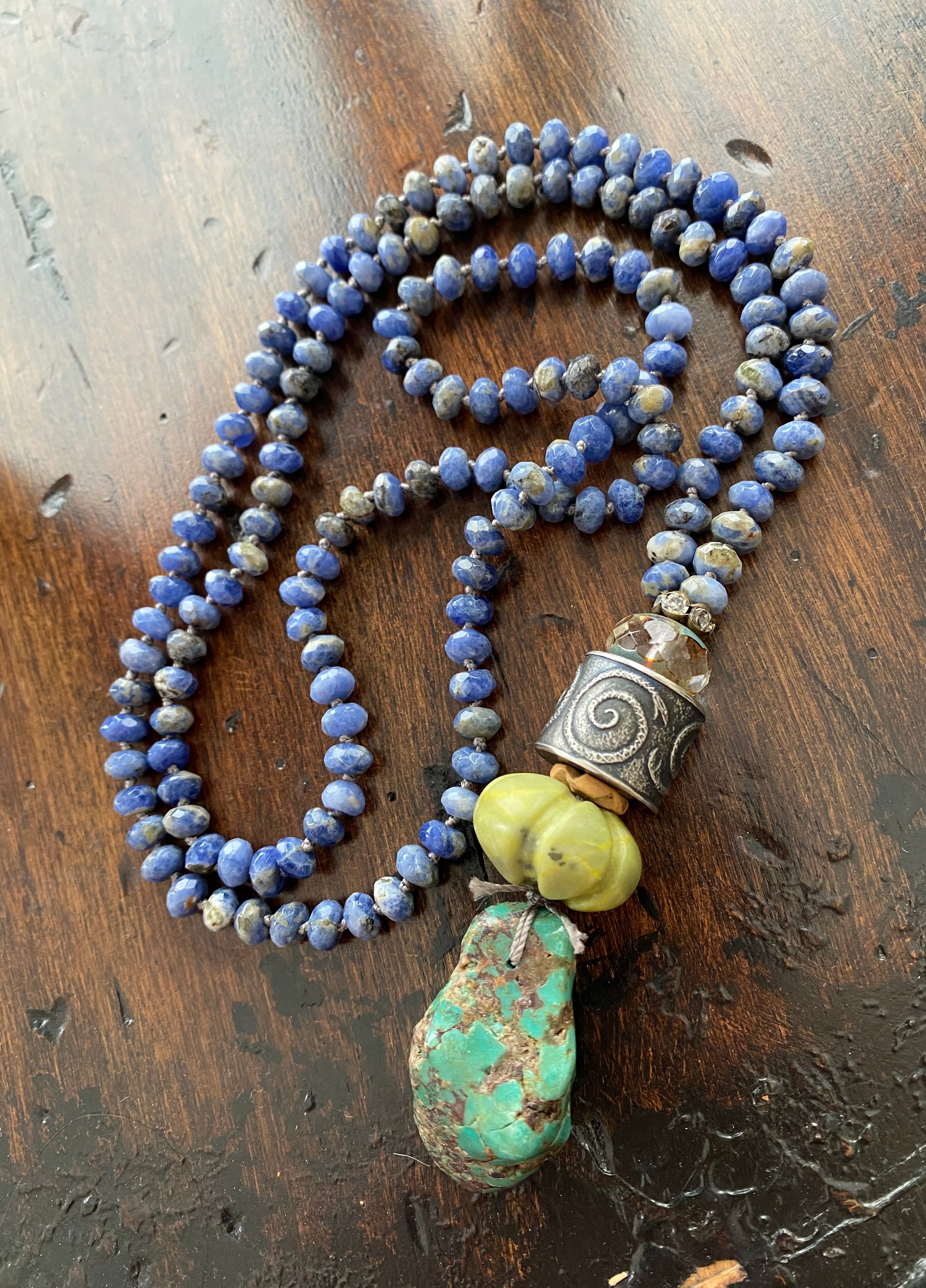 Sodalite serpent knotted necklace