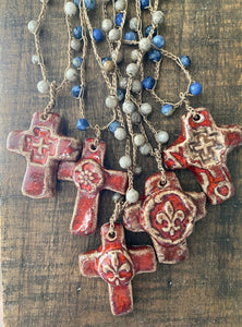 Crochet cross necklace