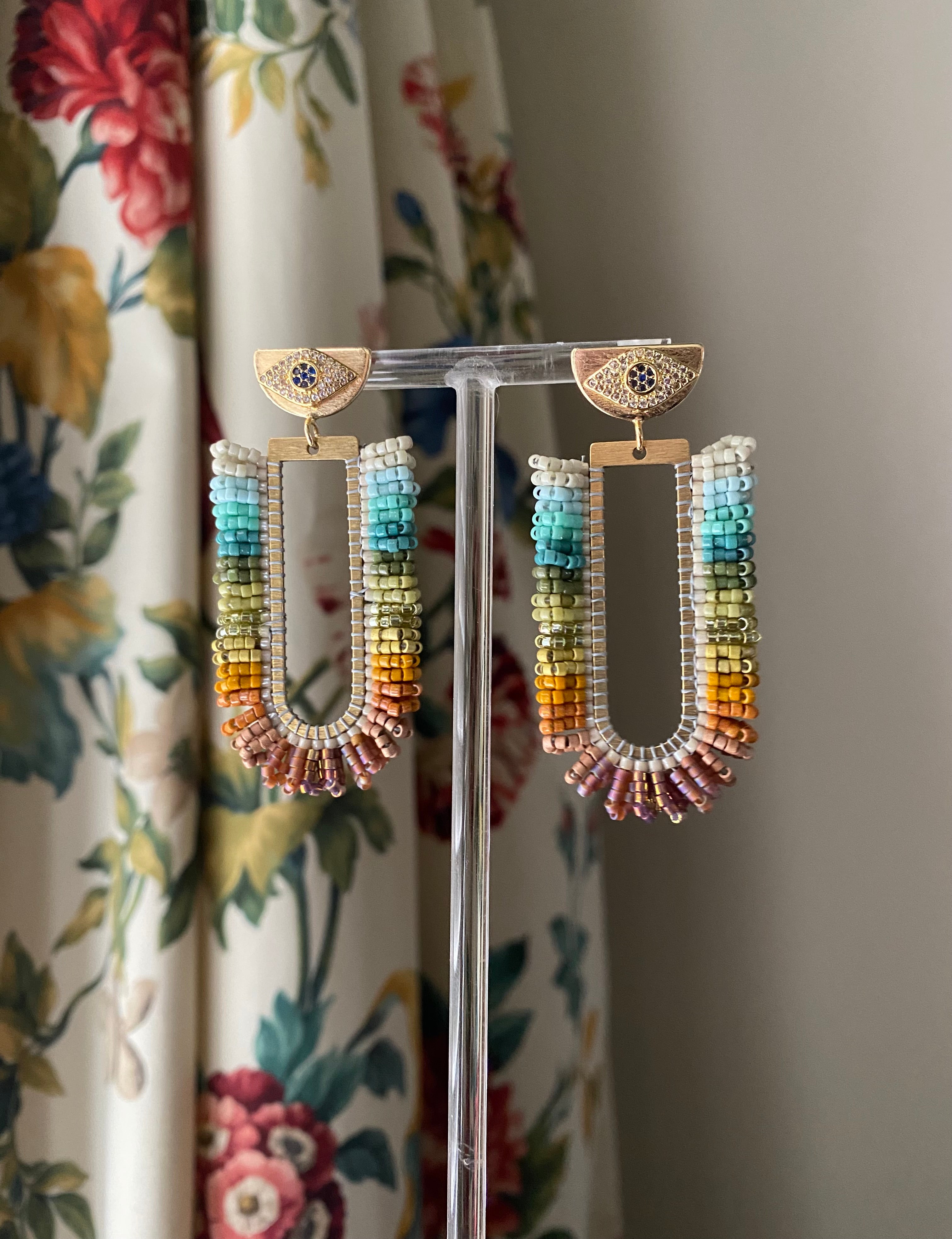 Beaded fringe earrings - Fiesta