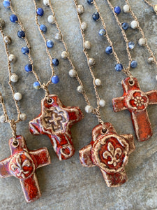 Crochet cross necklace