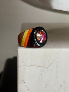 Orb handpainted ring - Retro Series / Mood (size 8)