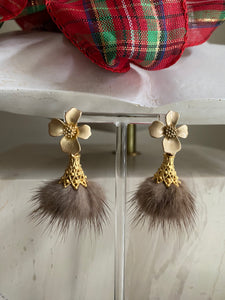 SnowBall faux fur earrings