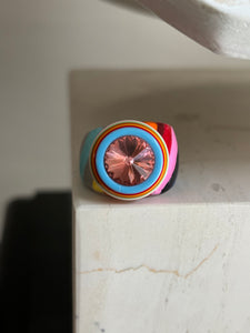 Orb handpainted ring - Retro Series /Tangier (size 8)