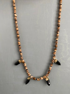 Knotted layering necklace with onyx