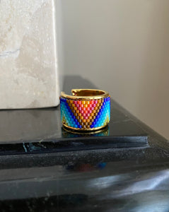 Beaded wide band ring - Inverted Ombre
