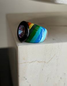 Orb handpainted ring - Retro Series / Electric (size 8)