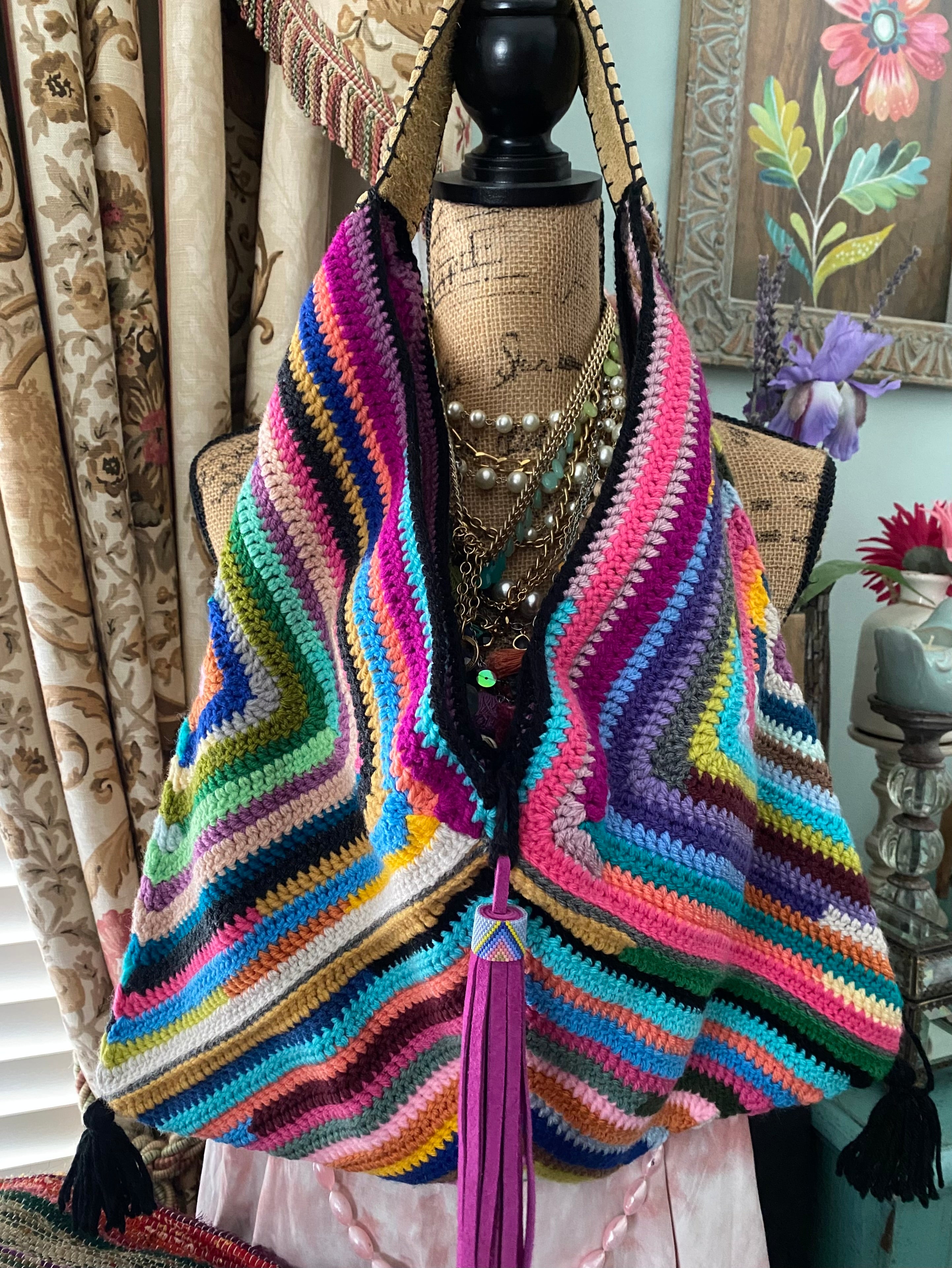 IBIZA Collection ~ Funkadelic ~ large crochet hobo bag
