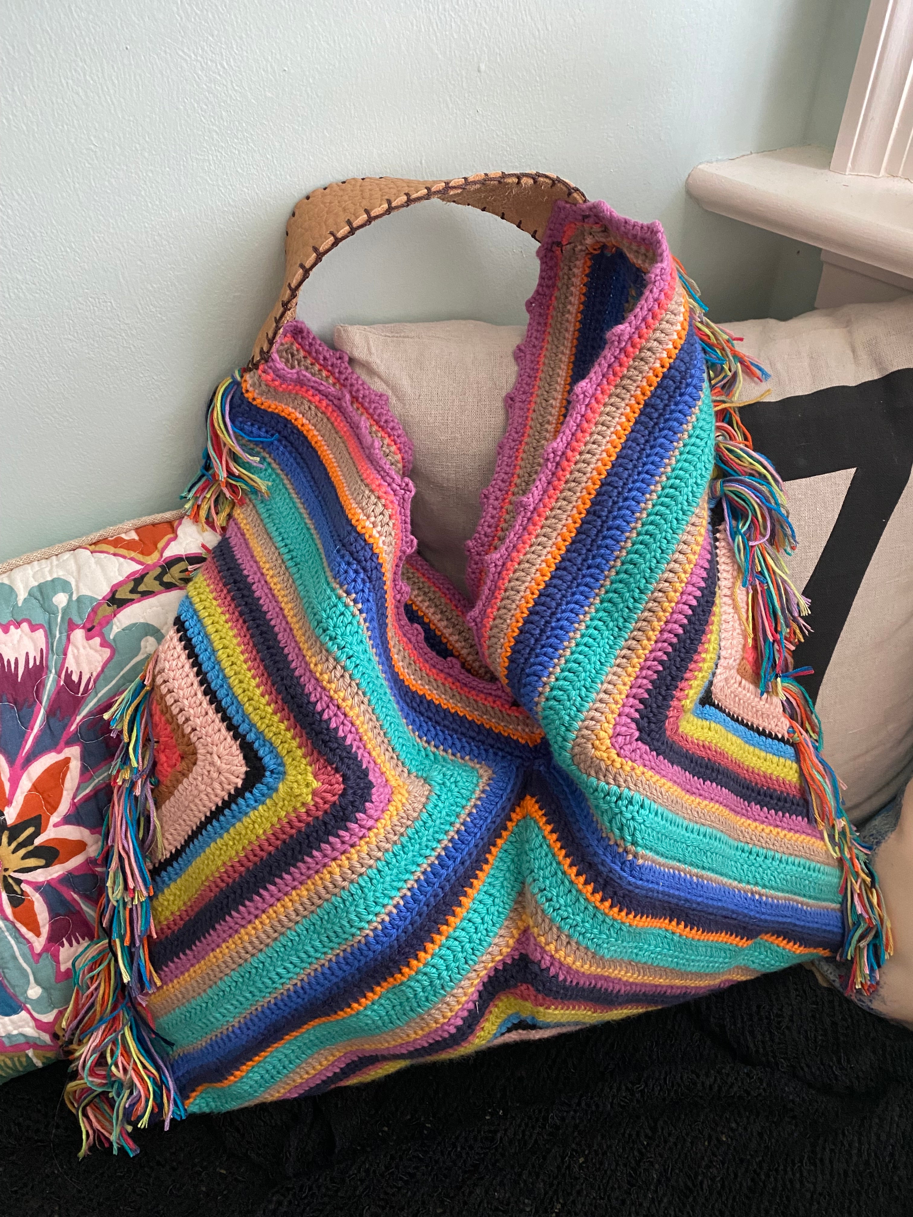 IBIZA Collection ~ Utopia ~ large crochet fringe hobo bag