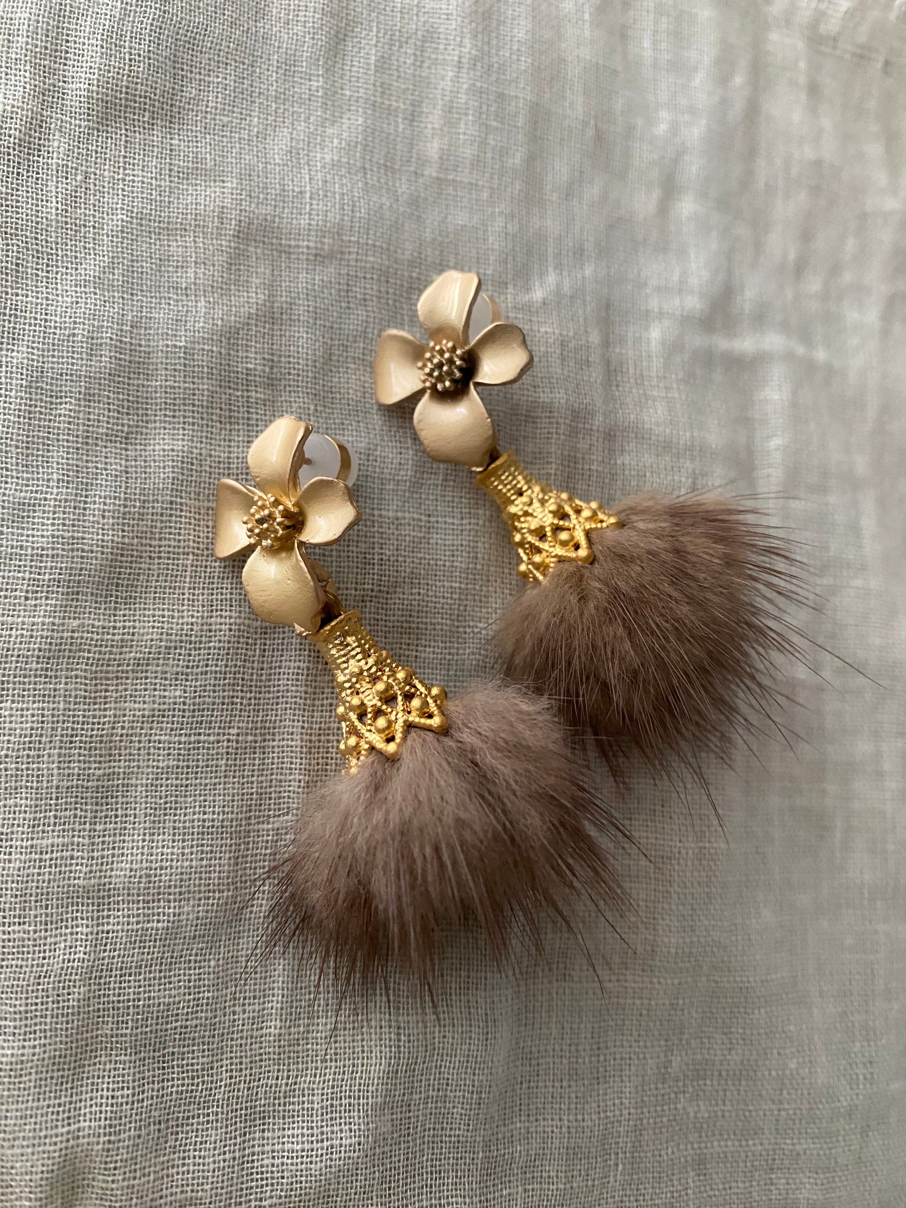 SnowBall faux fur earrings