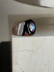 Orb handpainted ring - Retro Series / Electric (size 8)