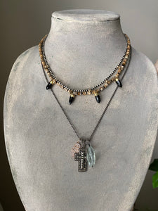 Knotted layering necklace with onyx