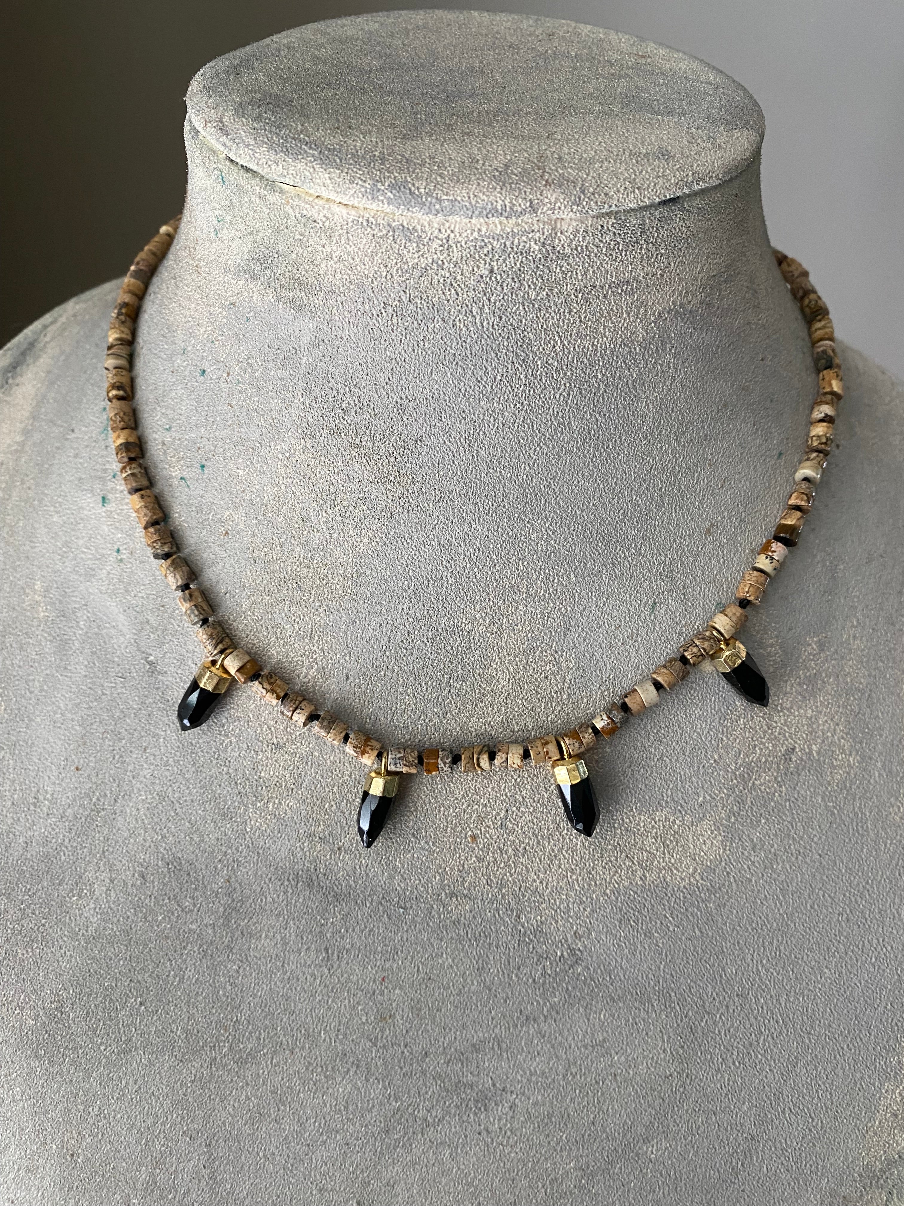 Knotted layering necklace with onyx