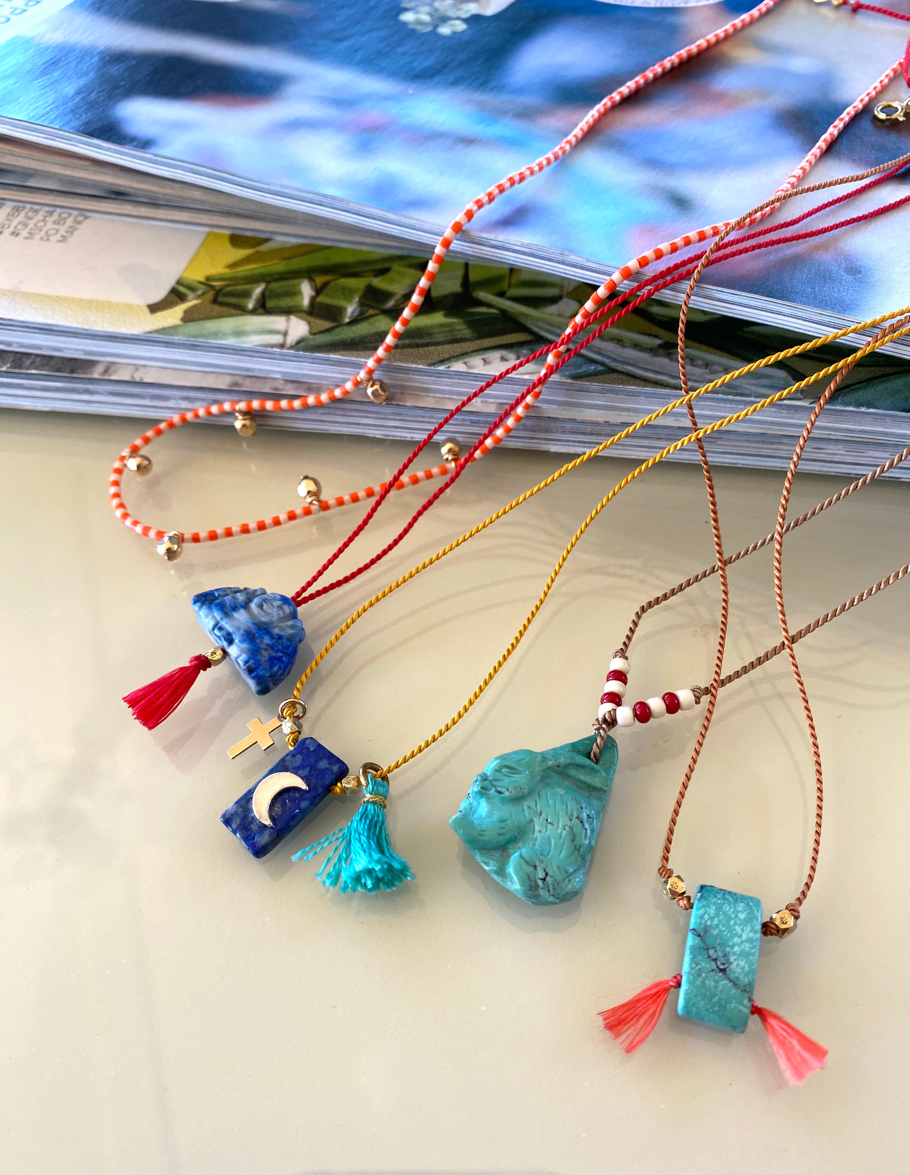 Silk layering necklace - Blue Moon