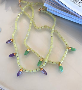 Knotted layering necklace - Limeade