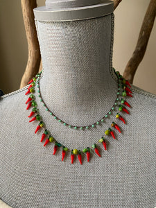 Knotted chili pepper necklace