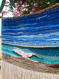 Handwoven landscape fiber art wall tapestry - Point Break