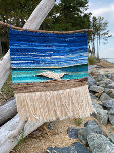 Handwoven landscape fiber art wall tapestry - Point Break