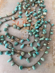 Xtra long amazonite crochet wrap necklace