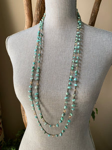 Xtra long amazonite crochet wrap necklace