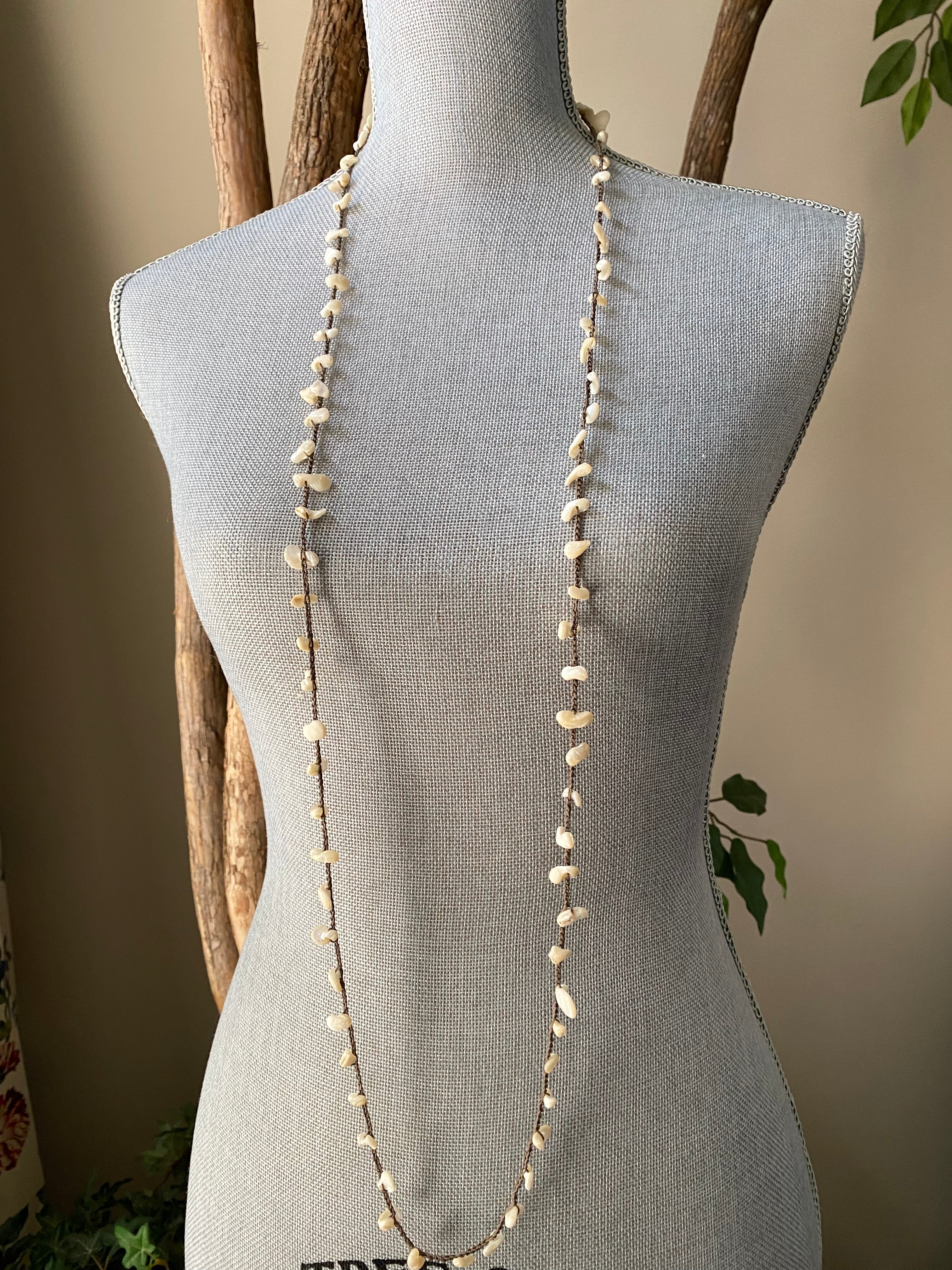 Long crochet wrap necklace