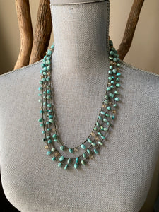 Xtra long amazonite crochet wrap necklace