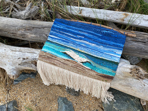 Handwoven landscape fiber art wall tapestry - Point Break