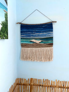 Handwoven landscape fiber art wall tapestry - Point Break