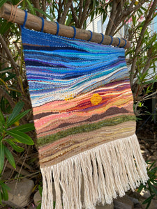 Handwoven landscape fiber art wall tapestry - Cheyenne