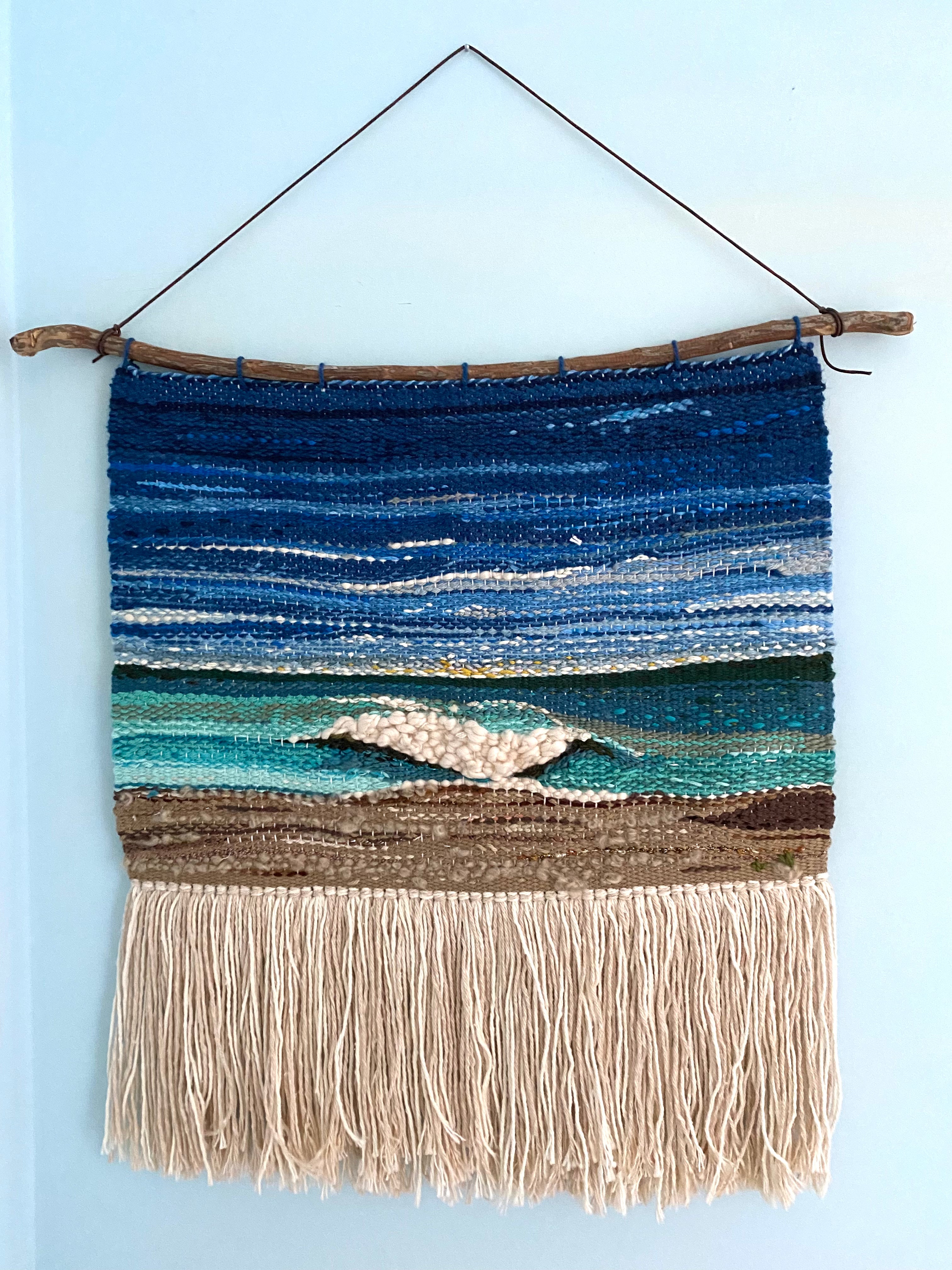 Handwoven landscape fiber art wall tapestry - Point Break