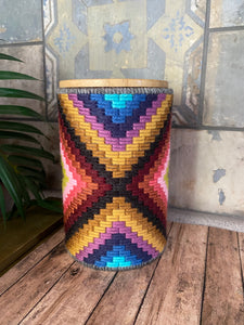 Needlepoint glass jar w/ bamboo lid - Naples