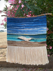 Handwoven landscape fiber art wall tapestry - Point Break