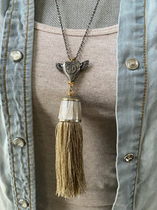 Sterling silver silk tassel necklace