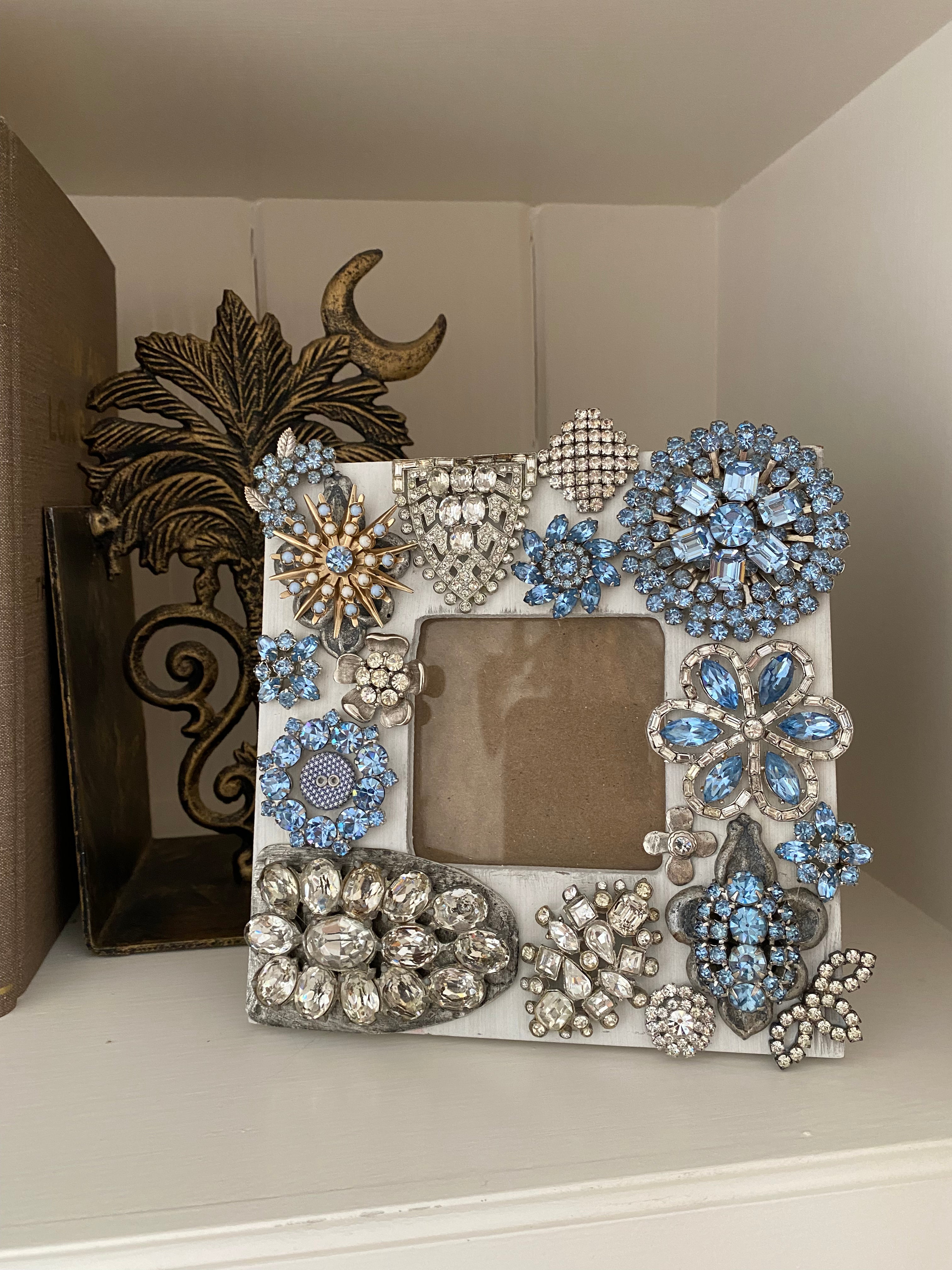 Repurposed antique jewelry frame - Something Blue