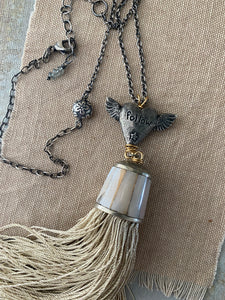 Sterling silver silk tassel necklace