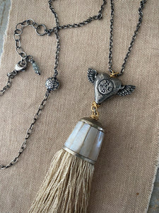 Sterling silver silk tassel necklace