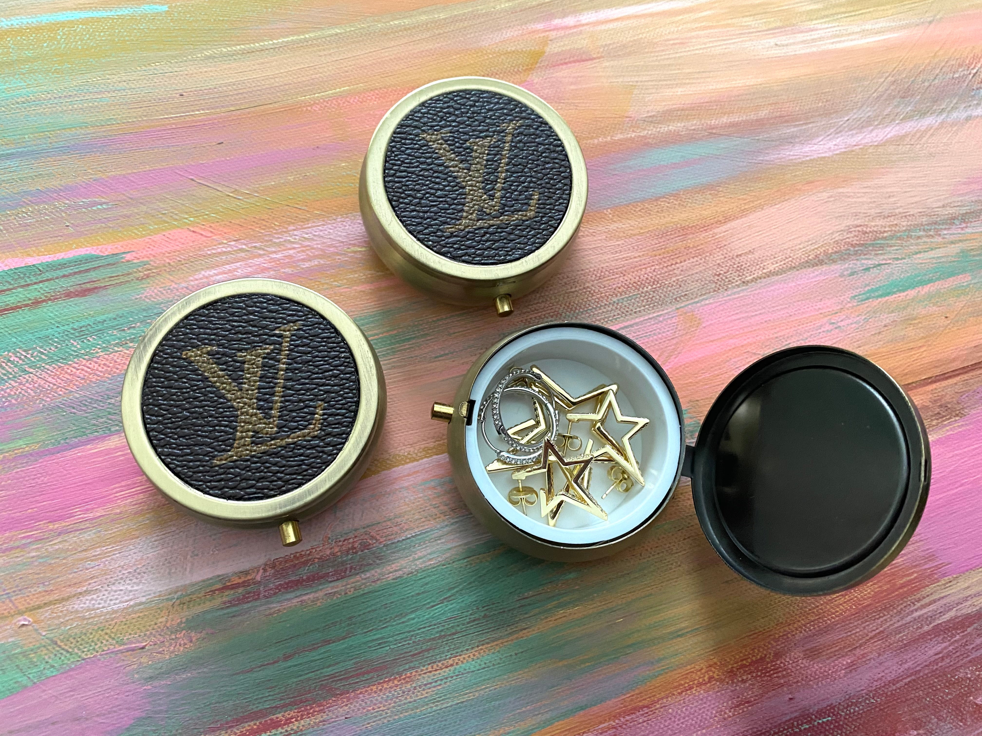 Authentic Repurposed Gold L.V. Vitamin Pill Box – Designs by Selene