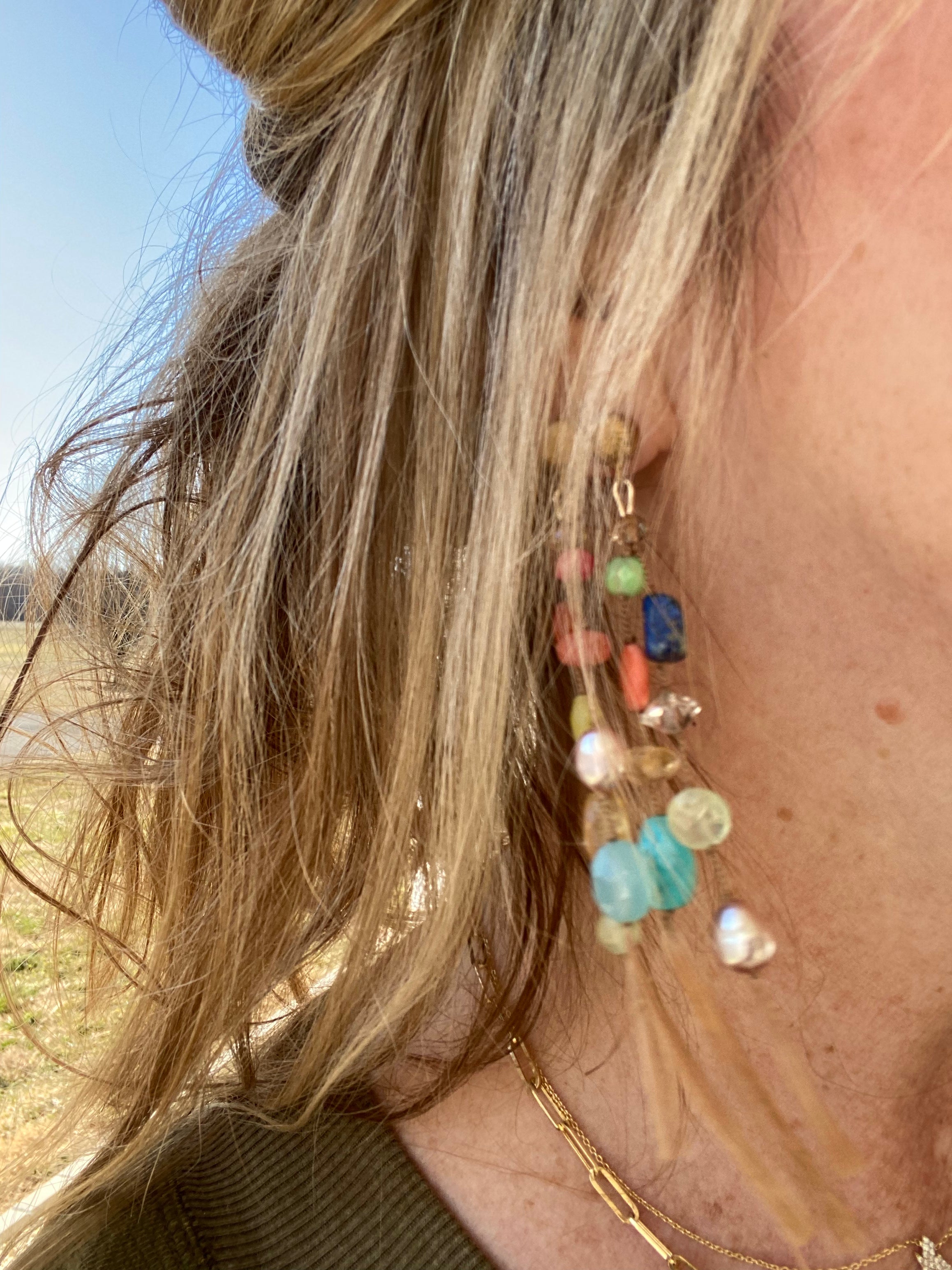 WHISPER - Multi gemstone silk earrings